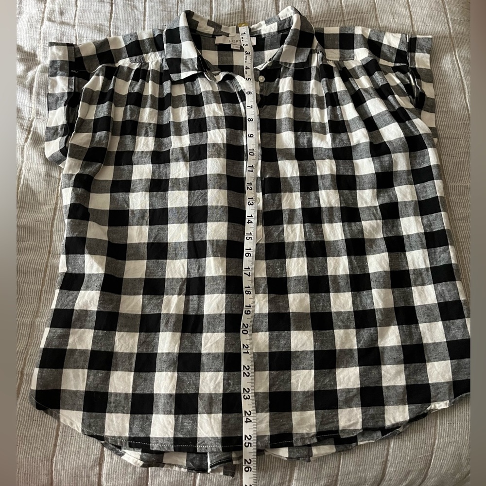 LOFT buffalo check shirt with dollman sleeves
